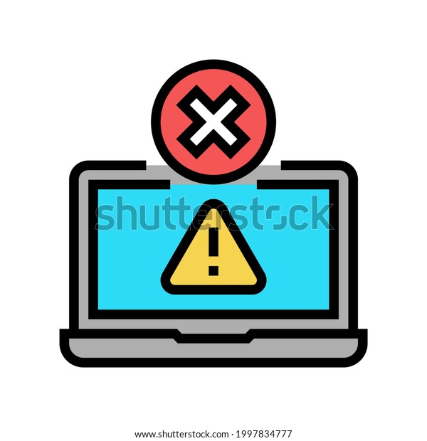 prohibition for use laptop\
color icon vector. prohibition for use laptop sign. isolated symbol\
illustration