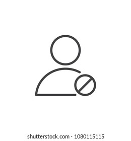 Prohibition user outline icon. linear style sign for mobile concept and web design. Blocked profile simple line vector icon. Symbol, logo illustration. Pixel perfect vector graphics