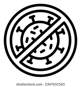 Prohibition of virus spread line icon, Corona downturn concept, Preventing spreads of disease sign on white background, Stop coronavirus prohibit sign outline style. Vector graphics.