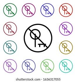 Prohibition to walk multi color style icon. Simple thin line, outline vector of ban icons for ui and ux, website or mobile application