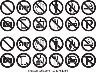 Prohibition warning icon illustration collection