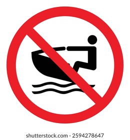 Prohibition warning sign- No personal water craft isolated on white background. Vector icon, label, sticker