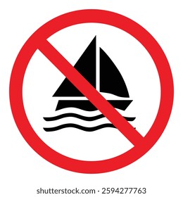 Prohibition warning sign- No sand yachting isolated on white background. Vector icon, label, sticker