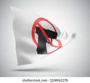 Waffenverbot, Vektorgrafik-3D-Flagge einzeln auf weißem Hintergrund
