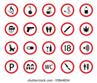Prohibitive and mandatory public signs - vector illustration