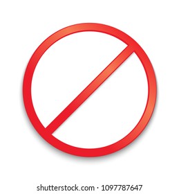 Prohibitive Sign, Vector Icon Isolated On White Background, Realistic Symbol, Red Circle Strikeout