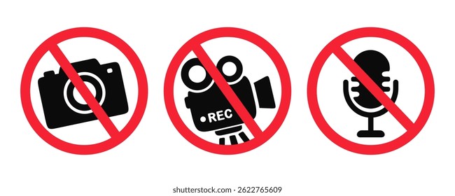 Símbolos proibitivos para dispositivos fotográficos e de gravação