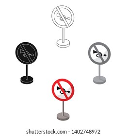 Prohibitory road sign icon in cartoon,black style isolated on white background. Road signs symbol stock vector illustration.