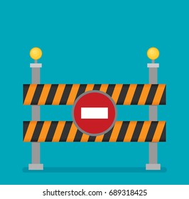 Prohibitory road sign icon in flat style isolated on color background