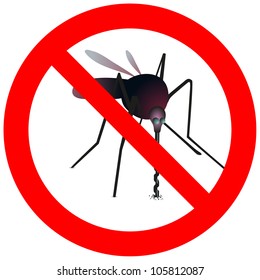 Prohibitory road sign with mosquito