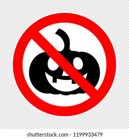 prohibitory round road sign with pumpkin