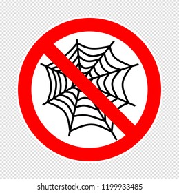prohibitory round road sign with spider web