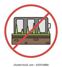 Prohibitory sign with discarded battery,Recycling of garbage,Vector image, flat design