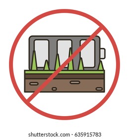 Prohibitory sign with discarded battery,Recycling of garbage,Vector image, flat design