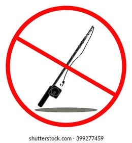 Prohibitory sign: fishing rod