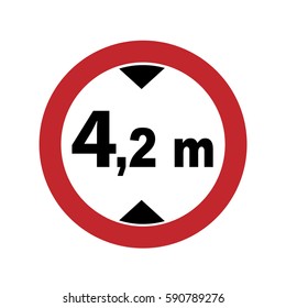 Prohibitory sign. Maximum height. 4.2 m