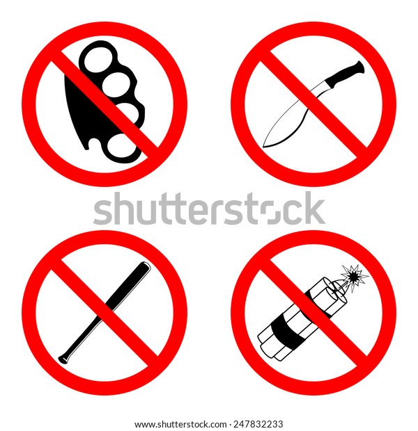 Prohibitory Signs Brass Knuckle Machete Bits Stock Vector (Royalty Free ...