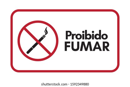 Proibido Fumar (Forbidden smoking in portuguese). Sign on white background. Vector illustration for print.