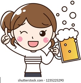 In project about hangout after finish working.Woman office is going to party.Woman wears normal shirt and drink the alcohol or beer and they clink glasses.This can use for advertising, decoration.