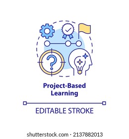 Project Based Learning Concept Icon. Adult Education Theories And Forms Abstract Idea Thin Line Illustration. Isolated Outline Drawing. Editable Stroke. Arial, Myriad Pro-Bold Fonts Used