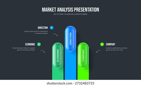 Project Briefing 3 Element Diagram Slide Layout. Consulting Growth Three Option Infographic Presentation Template. Advertising Development Frame Design Vector Illustration.