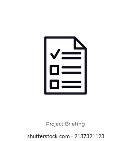Project Briefing icon. Outline style icon design isolated on white background