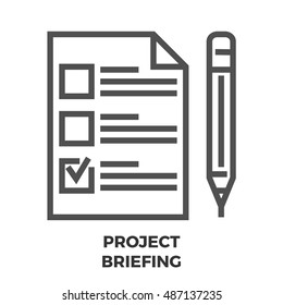 Project Briefing Thin Line Vector Icon Isolated on the White Background.