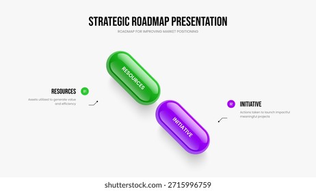 Plantilla de presentación de diapositivas de infografía de dos elementos. Ilustración vectorial de diseño de marco de Plan financiero. Diseño de diapositivas de diagrama de 2 opciones de lanzamiento comercial.