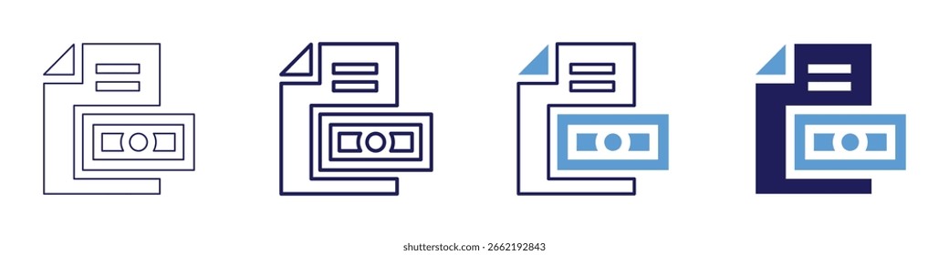 Project budget icon in 4 different styles. Thin Line, Line, Bold Line, Duotone. Duotone style. Editable stroke.