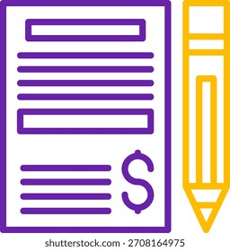 Línea de presupuesto de proyecto Diseño de íconos de Vector de dos colores