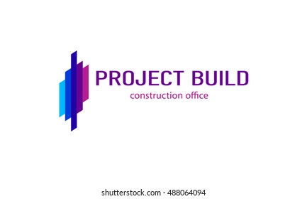 Project build or architecture logotype design template. Design logo elements. Business card design. Design icon city, skyscrapers. Real estate logotype design vector illustration.