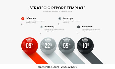Project Campaign 4 Step Graph Slide Template. Elegant Performance Presentation Layout Vector Illustration. Consulting Review Four Element Diagram Slideshow Design.