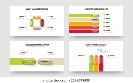 Project Campaign Four Five Two Three Step Diagram Slideshow Layout Vector Illustration Bundle. Enterprise Analysis 4 5 2 3 Element Infographic Presentation Template Collection.