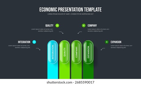 Project Campaign Slide Layout Vector Illustration. Investor Solution 4 Element Diagram Frame Design. Digital Innovation Four Option Infographic Slideshow Template.