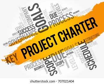 Project Charter word cloud collage, business terms such as method, process, leads concept background