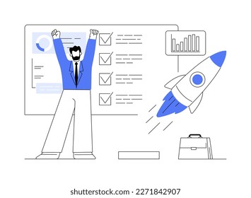 Project closure abstract concept vector illustration. Project closing process, acceptance of deliverables, stakeholder final approval, meet budget and deadline, gather feedback abstract metaphor.