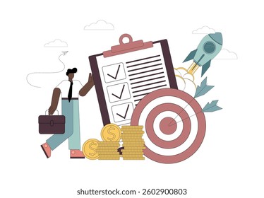 Project closure. Project life cycle management. vector illustration.