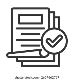Project Closure Outline Icon Vector Illustration