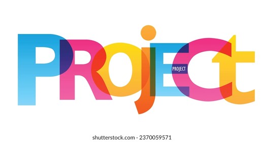 Banner de tipografía de vector colorido PROJECT