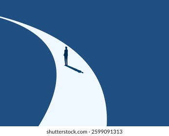 Project completed, businessman standing on a curve