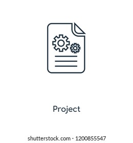 Project concept line icon. Linear Project concept outline symbol design. This simple element illustration can be used for web and mobile UI/UX.