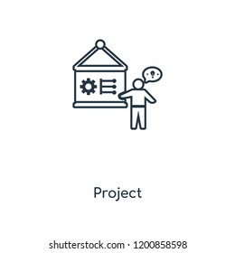 Project concept line icon. Linear Project concept outline symbol design. This simple element illustration can be used for web and mobile UI/UX.
