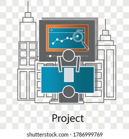 Project concept on transparency background. Creative idea design. Flat vector for template, brochure or presentation.