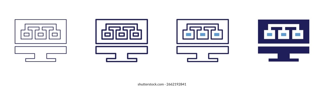 Project dashboard icon in 4 different styles. Thin Line, Line, Bold Line, Duotone. Duotone style. Editable stroke.