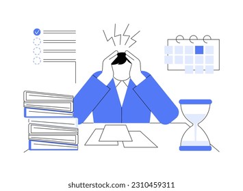 Project deadline abstract concept vector illustration. Worker trying to meet deadlines, business etiquette, corporate culture, company rules, stressed employee, countdown timer abstract metaphor.