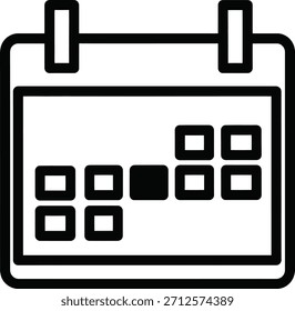 Vector de icono de calendario de fecha límite del proyecto. Icono de un calendario con fechas marcadas específicas, que representan las fechas límite del proyecto, los horarios y la gestión del tiempo.