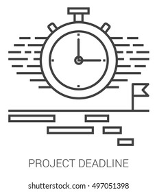 Project deadline infographic metaphor with line icons. Project deadline concept for website and infographics. Vector line art icon isolated on white background.