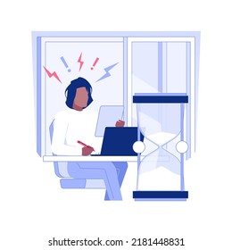 Project deadline isolated concept vector illustration. Worker trying to meet deadlines, business etiquette, corporate culture, company rules, stressed employee, countdown timer vector concept.