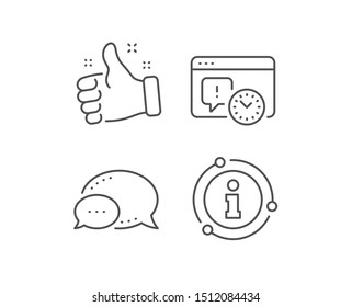 Project deadline line icon. Chat bubble, info sign elements. Time management sign. Internet symbol. Linear project deadline outline icon. Information bubble. Vector