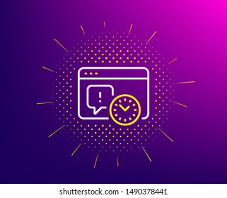 Project deadline line icon. Halftone pattern. Time management sign. Internet symbol. Gradient background. Project deadline line icon. Yellow halftone pattern. Vector